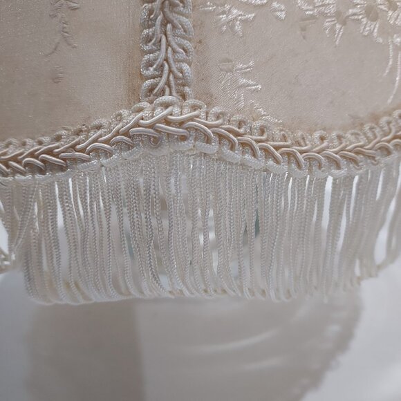 Cream Boudoir Lamp Shade with Tassel Bottom Frindge1960's 7 Inches Tall - Picture 8 of 16